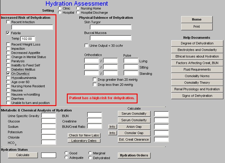 Hydration Assessment