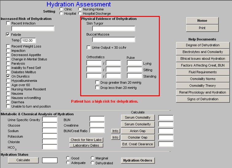 Hydration Assessment