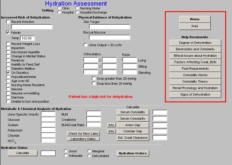 Hydration Assessment