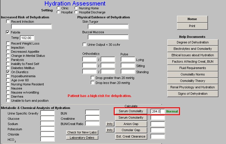 Hydration Assessment