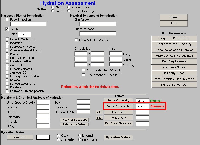 Hydration Assessment