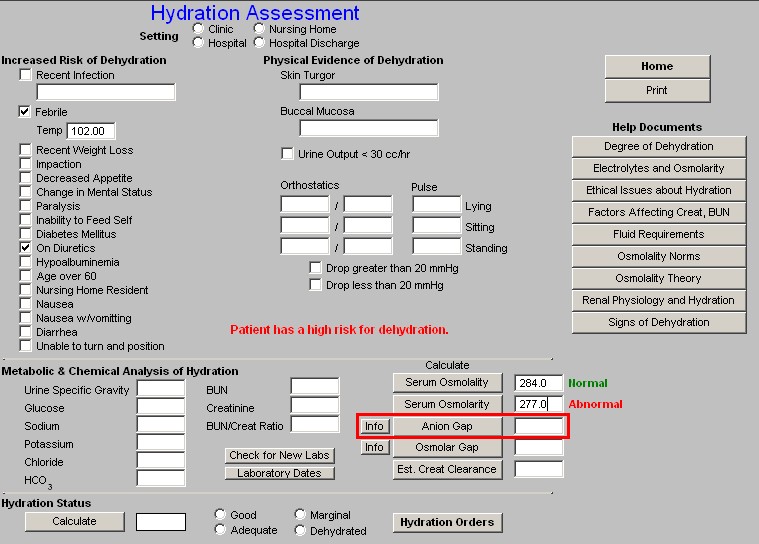 Hydration Assessment