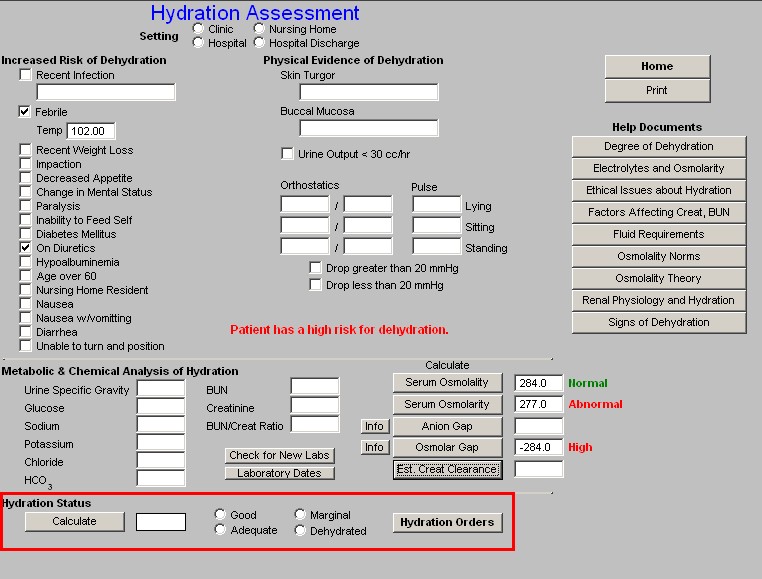 Hydration Assessment