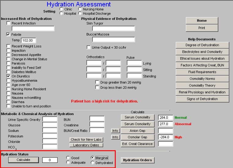 Hydration Assessment