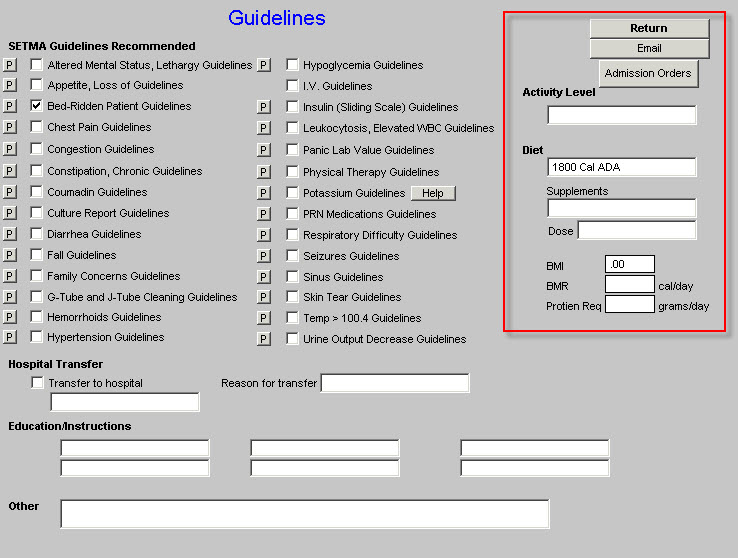 Nursing Home Guidelines for Care