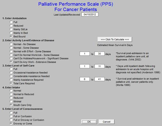 Hospice Palliative Scales